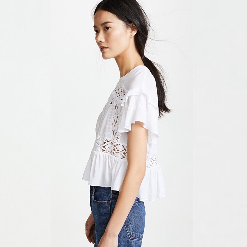 IRO | Lucey Crochet Lace Semi Sheer Ruffle Top - Picture 6 of 7
